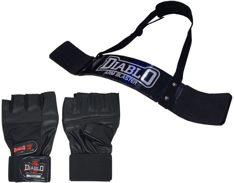 DIABLO Home Gym Combo Of Arm Blaster & Leather Gym Gloves (Size XXL-44 Inch) Fitness Accessory Kit Kit