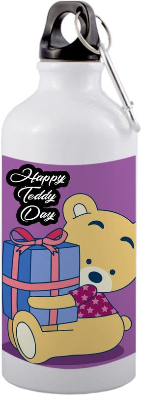 COLOR YARD best happy teddy day with gift box design for valentine day gift on 600 ml Sipper  (Pack of 1, Multicolor, Aluminium)
