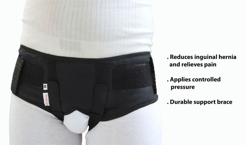 HULARA Inguinal Hernia Support Truss Brace Belt with Removable Pressure Pads-S Hip Support  (Black)