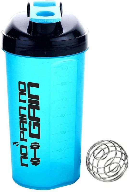 4tens Gym Shaker Bottle Protein Shake Workout Sport Gym Fitness Sipper for Men & Women 700 ml Shaker  (Pack of 1, Black, Blue, Plastic)
