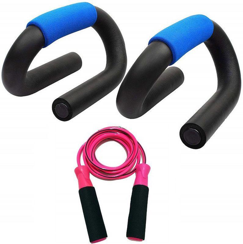 Fitnesstricks Combo Of Push Up Bar With Skipping Rope For Gym And Fitness Kit Fitness Accessory Kit Kit