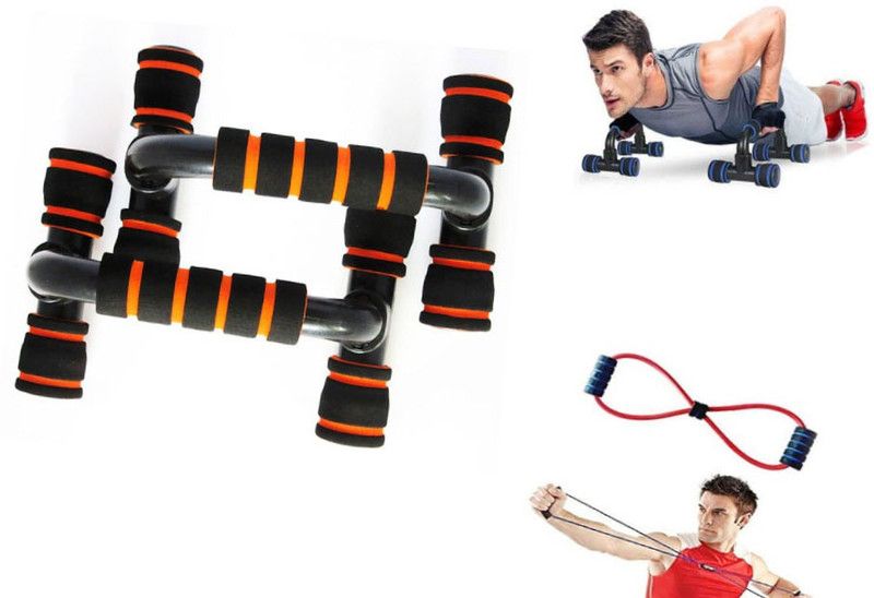 Aryshaa pushup stand with banddip bar nonslip proof pushup bar home gym exerciser Pushup Push-up Bar  (Multicolor)