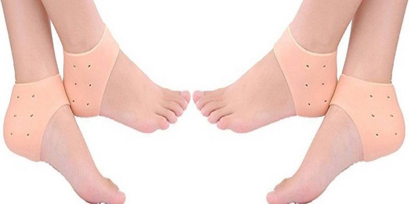 JingleJwells 2 Pair of Standard Anti Heel Crack Silicon Gel Heel Sock Heel Support  (Orange)
