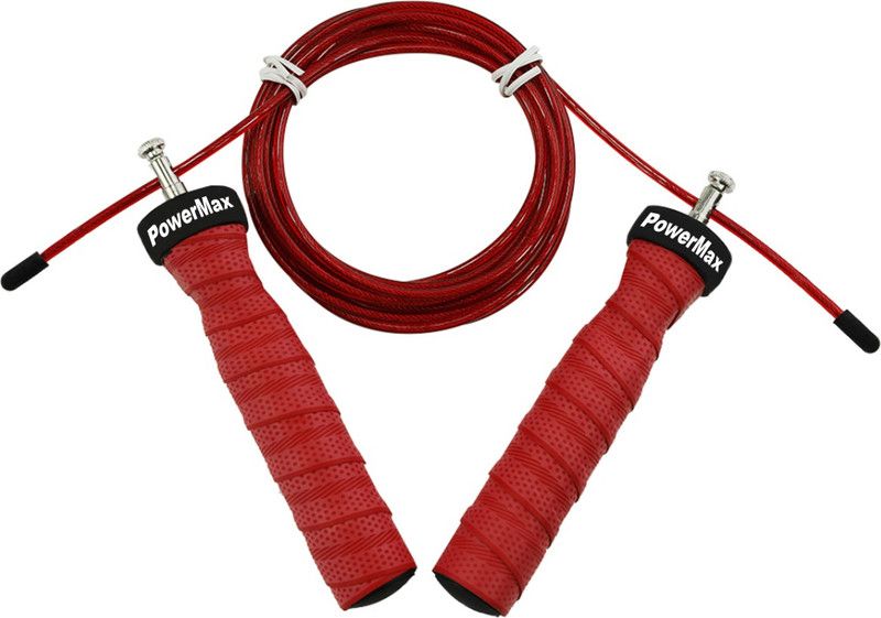 Powermax Fitness JS-3 (Red) Exercise Speed Jump Rope With Adjustable Cable Ball Bearing Skipping Rope  (Red, Length: 300 cm)