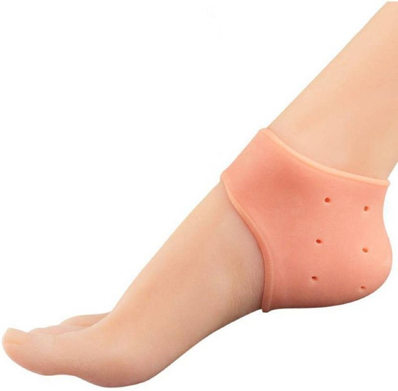 T TOPLINE Silicon Gel Heel Socks Pad Heel Pain Relief Heel Support (Free Size, Orange) Heel Support  (Orange)
