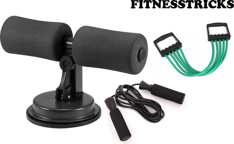 Fitnesstricks Combo Of Sit Up Bar With Skipping Rope And Chest Expander Fitness Accessory Kit Kit