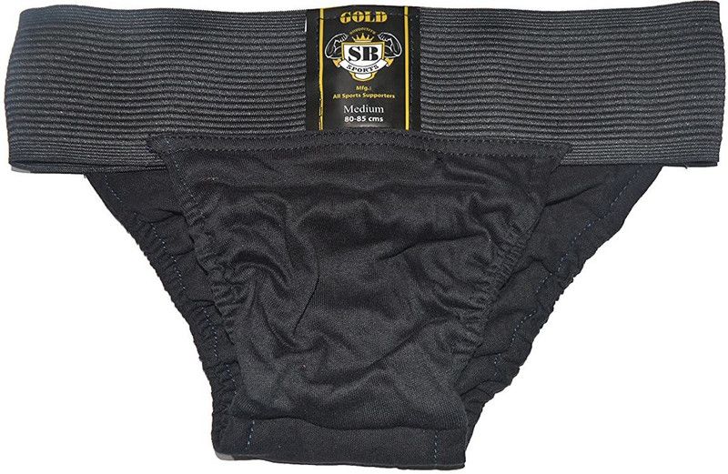 SPORTOFISTA ™ Jet Black - Gym Cotton Supporter with Cup Pocket