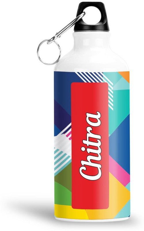 Furnish Fantasy Geometrical Print Aluminium 750ml Water Bottle - Best Birthday Gift - Chitra 750 ml Sipper  (Pack of 1, White, Aluminium)