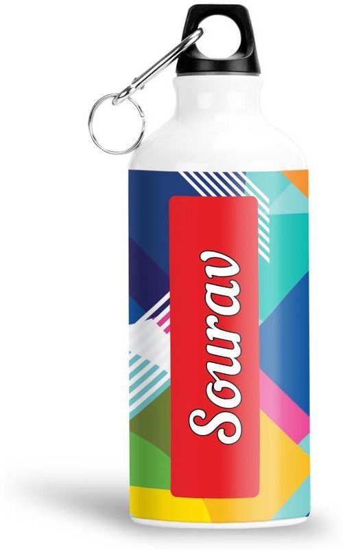 Furnish Fantasy Geometrical Print Aluminium 750ml Water Bottle - Best Birthday Gift - Sourav 750 ml Sipper  (Pack of 1, Multicolor, Aluminium)