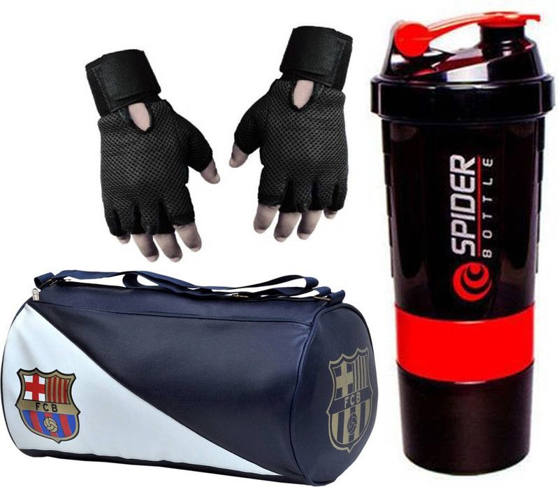 Rocket Sales Combo of FCB Gym Bag, Gloves(Black) And Spider Shaker(Red) Fitness Accessory Kit Kit