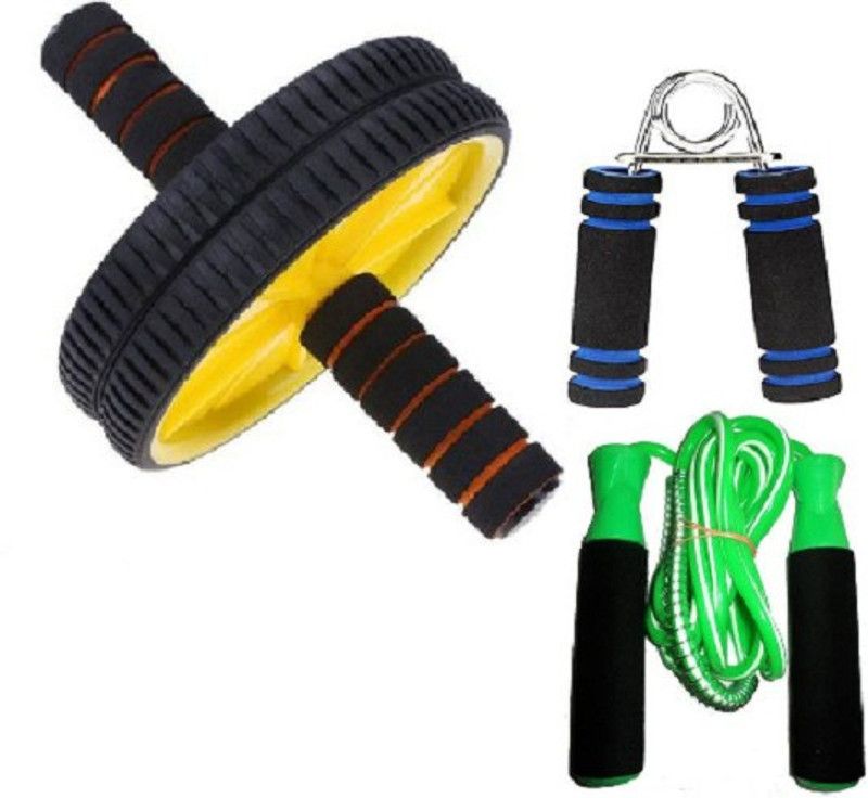 VATSMART ABDOMINAL EXERCISE AB WHEEL WITH SKIPPING ROPE AND FOAM HAND GRIP Fitness Accessory Kit Kit
