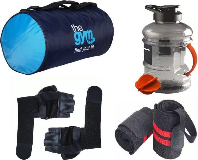 EMMKITZ sport bag for gym and travel with gallon bottle with gym gloves and wrist support Fitness Accessory Kit Kit