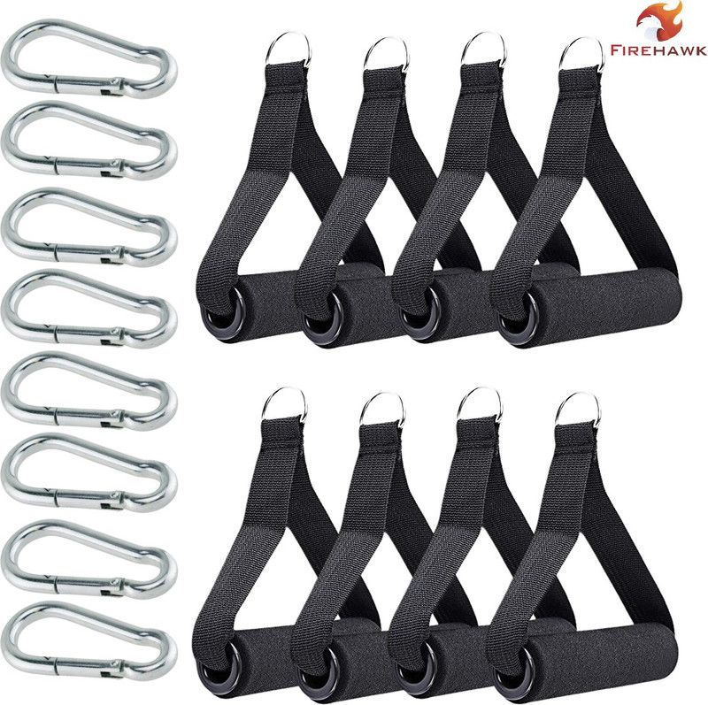 Firehawk 8Pcs Exercise Handle Cable Machine Attachment Resistance Band Handle With S Lock Multi-training Bar