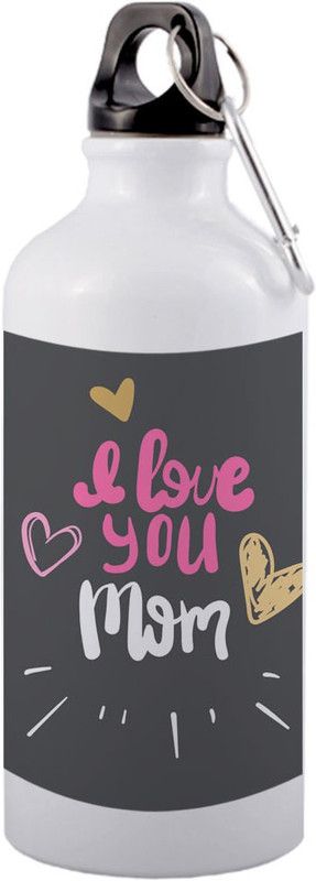 COLOR YARD best I love you MOM on black color design on white 600 ml Sipper  (Pack of 1, White, Aluminium)
