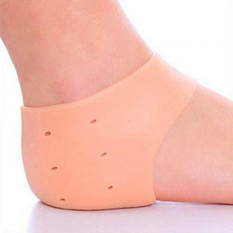 Sument 4 Pair Heel Socks Silicone Heel Protector Pain Relief Gel Heel Anti-Crack Heel Support  (Beige)