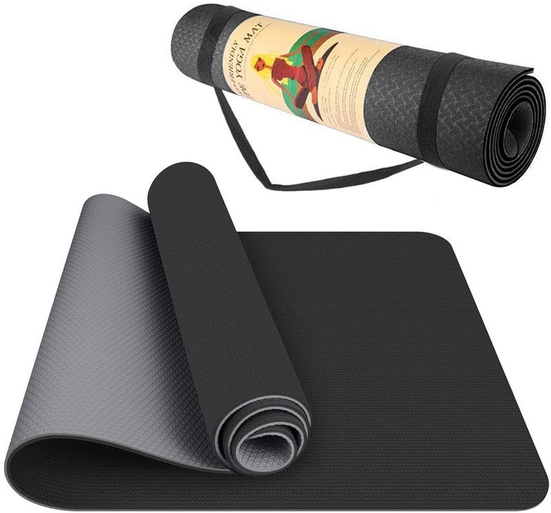 Vozica Yoga Mat with Carrying Strap for Gym Workout and Yoga Exercise with 6mm Thickness Grey 6 mm Yoga Mat