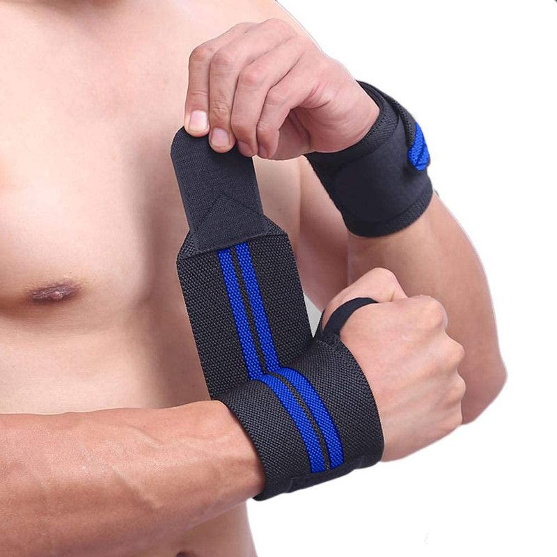 TRUE INDIAN WRIST FITNESS BAND/WRIST WRAPS WITH THUMB LOOP FOR MEN & WOMEN Fitness Band  (Blue, Black, Pack of 1)