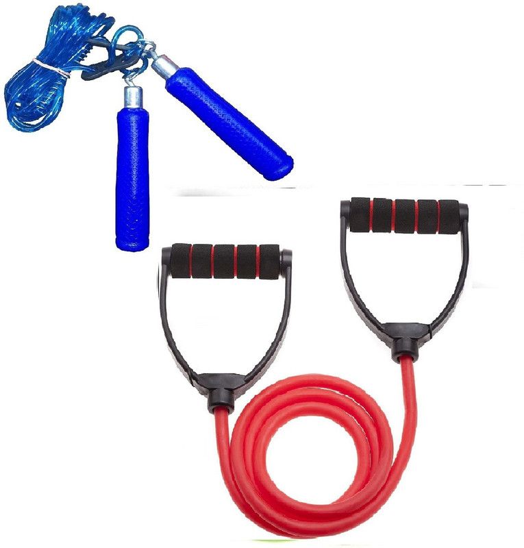 Dr Pacvu Pack of 2 |Toning Tube with Plastic Handle Jump Skipping Rope|Exercise Equipment Fitness Accessory Kit Kit