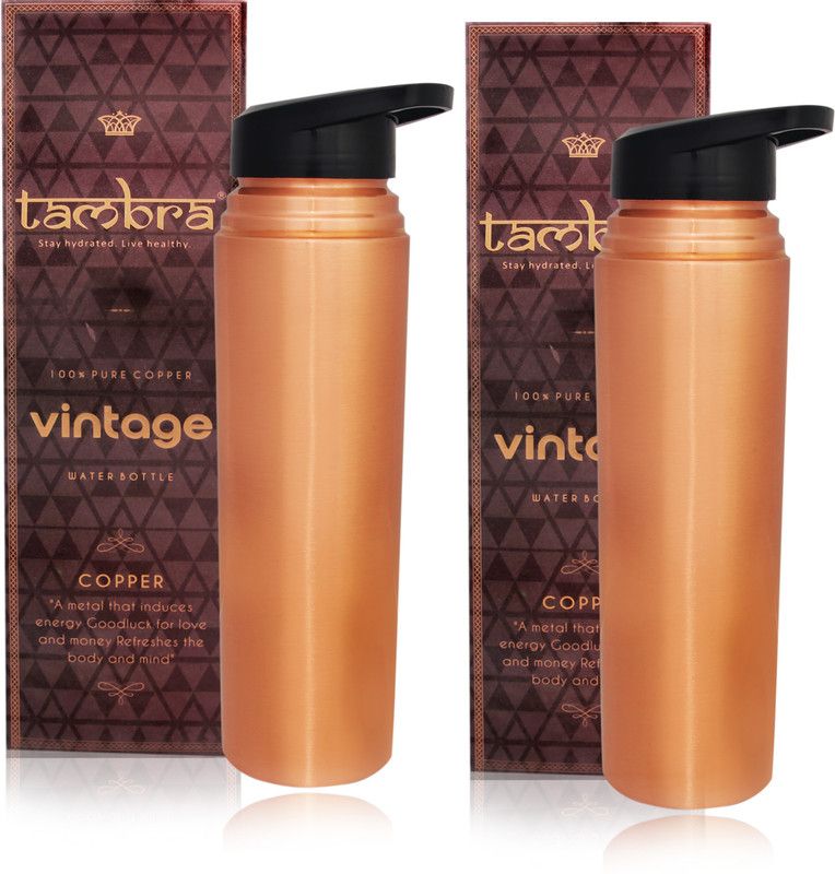Tambra Sipper Copper Jointless Bottle - Pack of 2 950 ml Sipper  (Pack of 2, Copper, Copper)