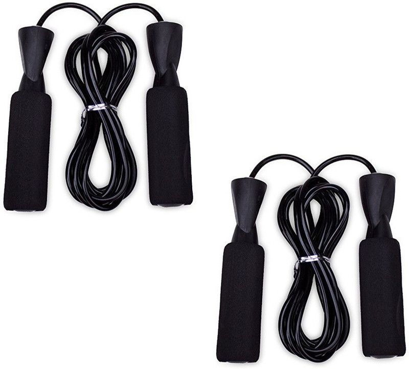 Dr Patra Body Workout Sports Equipments Pack of 2| Fitness Skipping Rope | For Gym, Training, Exercise and Workout | Athletes CHOICE Body Fitness | TRUSTED by DR.| Unisex Ball Bearing Jumping Rope COMBO For Weight loss-Black Fitness Accessory Kit Kit