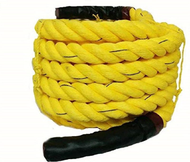 fozti 45meters x 32mm Exercise & Fitness Training Equipment Rope (Yellow) Battle Rope  (Length: 147 ft, Weight: 1.4 kg, Thickness: 1.26 inch)