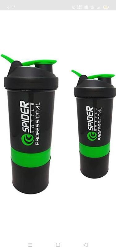 SBJ Gym shaker bottle , protien shaker, gym water bottle (pack of 2) 500 ml Shaker  (Pack of 2, Multicolor, Plastic)