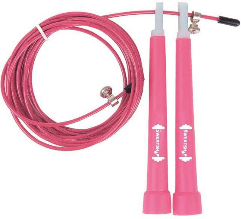 The SweatShop Adjustable Length, 3m Coated Steel Cable Speed Skipping Rope  (Pink, Length: 300 cm)