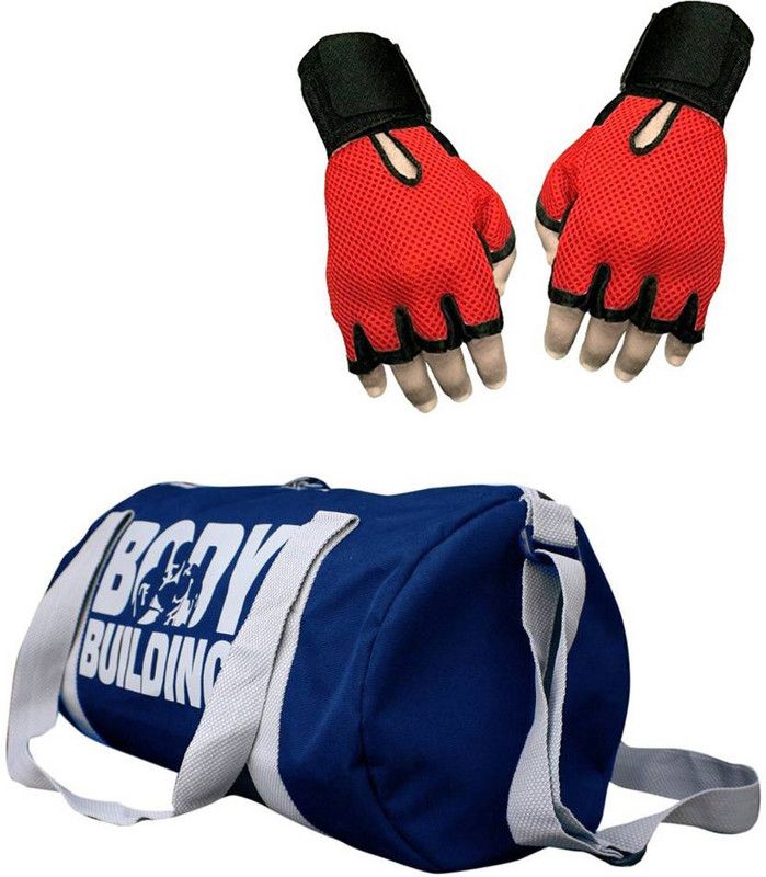 Smartware Snipper Combo Of BodyBuilding (Blue) Gym Bag And Gloves (Red) Fitness Accessory Kit Kit