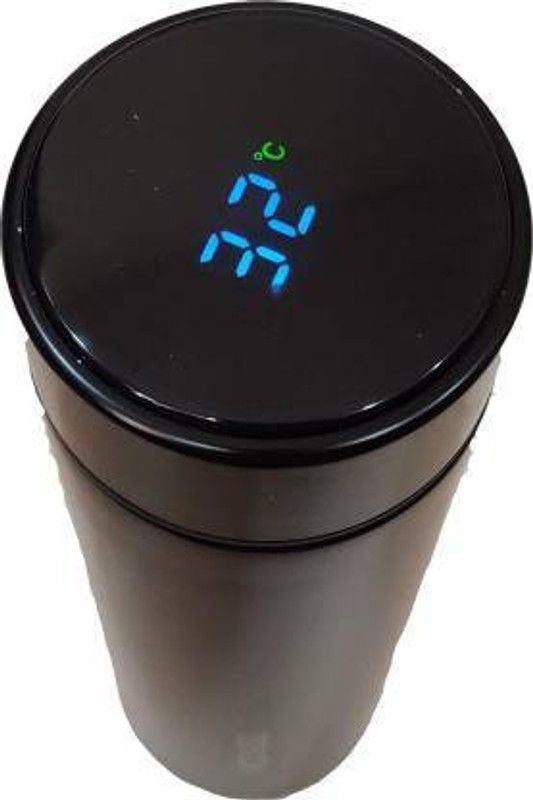 Devenda Hot & Cool Double Wall LED Indicator Display Temperature Water Bottle TA785 500 ml Sipper  (Pack of 1, Black, Steel)