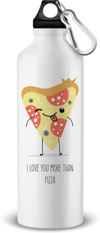 ThousandDOTS Thousand Dots Valentines Day I Love You More Than Pizza printed Sipper Bottle. 750 ml Sipper  (Pack of 1, White, Aluminium)