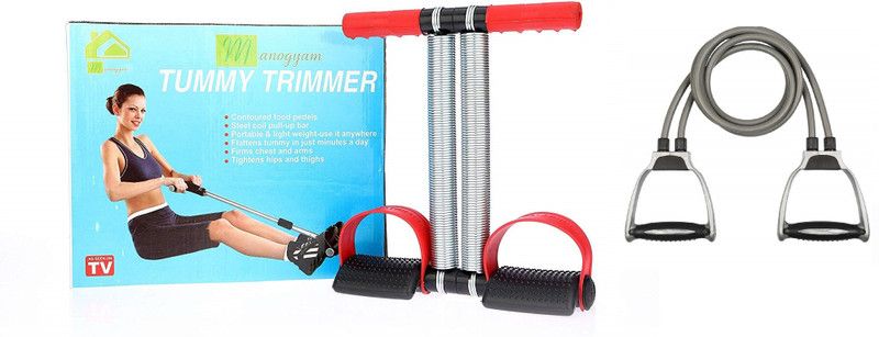 Manogyam FAT BURNING AND MUSCLE BUILDING TUMMY TRIMMER/CRUNCHER & DOUBLE TONING TUBE COMBO Fitness Accessory Kit Kit