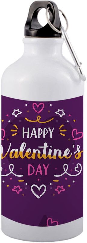 COLOR YARD best happy valentines day gift with valentines lettering design on white 600 ml Sipper  (Pack of 1, Multicolor, Aluminium)
