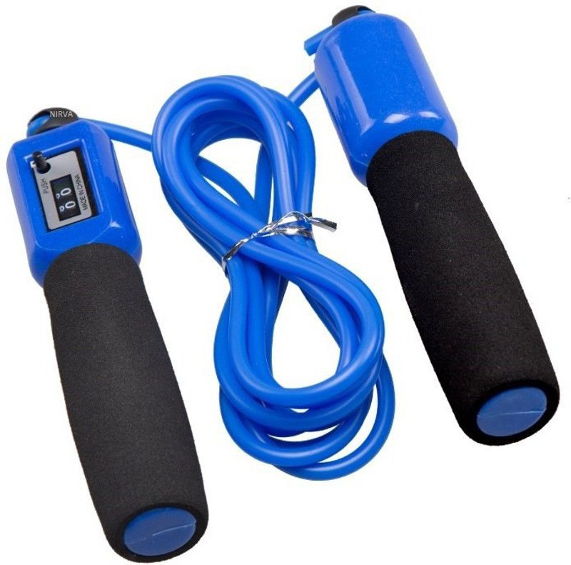 NIRVA Automatic Digital Jump Counter Exercise Fitness Training Gym Sports Freestyle Skipping Rope  (Blue, Black, Length: 280 cm)