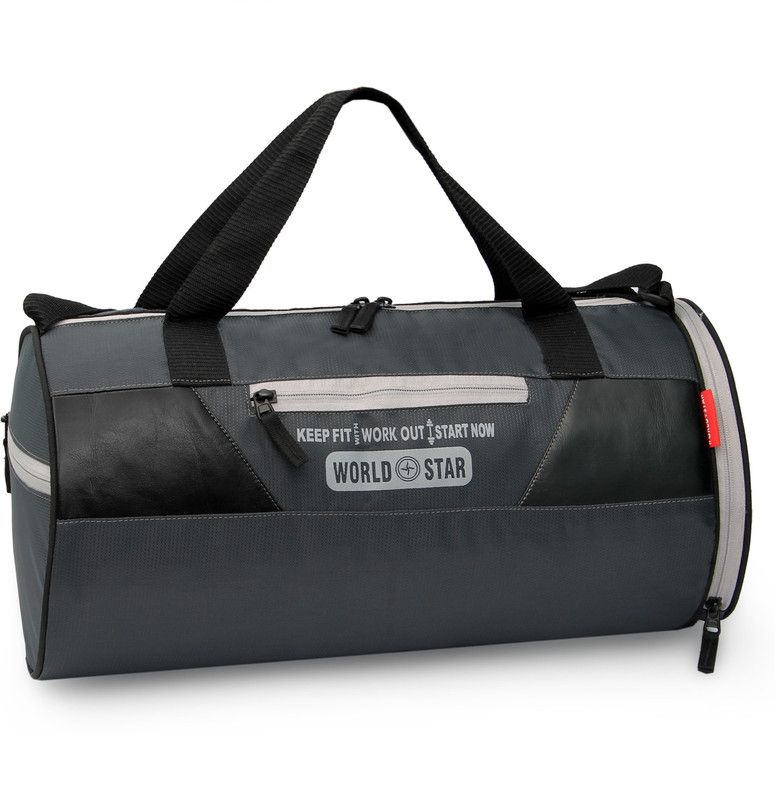 Worldstar Gym Duffel Bag Men &Women Sports Duffel (grey) gym bag shoe compartment  (Kit Bag)