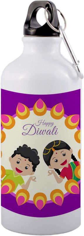 COLOR YARD best happy diwali with diya on 600 ml Sipper  (Pack of 1, Multicolor, Aluminium)