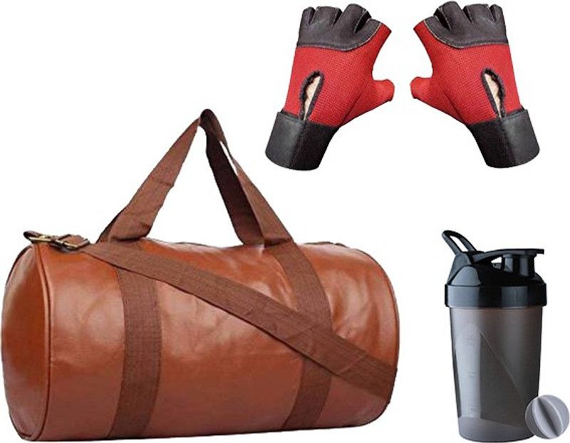 JMO27Deals Set of Gym Bag and Gym Protien Shaker with weight Lifting Gloves (High Quality) Fitness Accessory Kit Kit