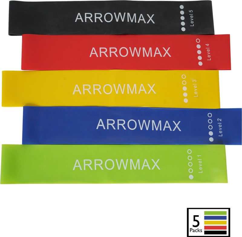 ArrowMax PROFESSIONAL LATEX RESISTANCE PULLUP LOOP BAND ( SET OF 5) Resistance Band  (Multicolor, Pack of 5)