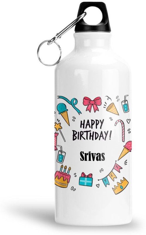 Furnish Fantasy Aluminium Sipper/Water Bottle 600 ML - Best Personalized Gift for Birthday, Srivas 600 ml Sipper  (Pack of 1, White, Aluminium)