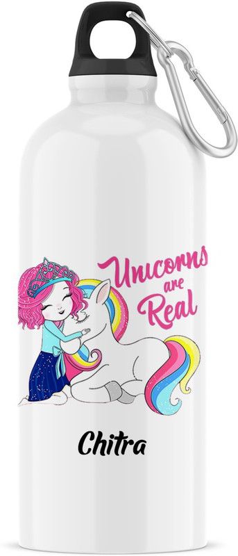 ARTBUG Unicorn Sipper/Water Bottle - Best Birthday Gift for Kids, Name - Chitra 600 ml Sipper  (Pack of 1, White, Aluminium)