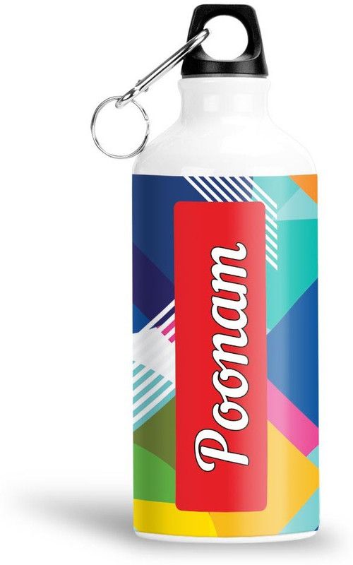 Furnish Fantasy Geometrical Print Aluminium 750ml Water Bottle - Best Birthday Gift - Poonam 750 ml Sipper  (Pack of 1, White, Aluminium)