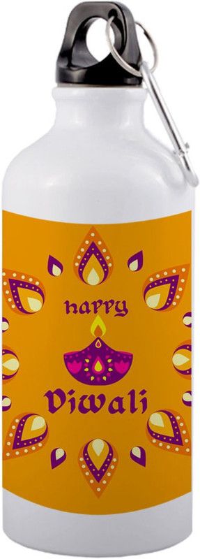 COLOR YARD best happy diwali text in multi color white background 600 ml Sipper  (Pack of 1, Multicolor, Aluminium)