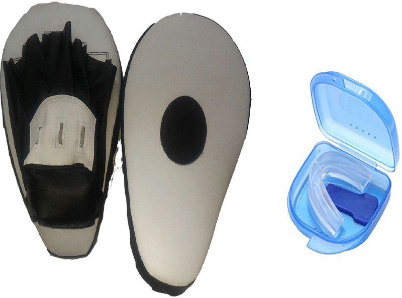 VENOM Pair of Black Color Curve Coacher Pad and Blue Color Mouth Guard Fitness Accessory Kit Kit