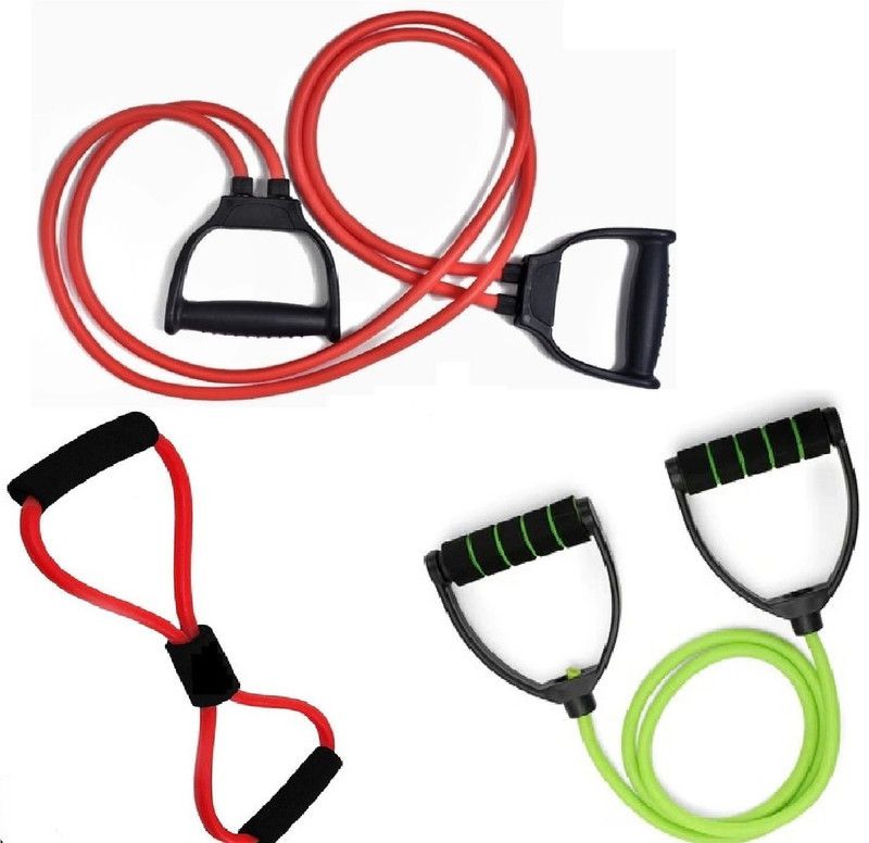 Dr Pacvu Set3|Single and Double Resistance with 8 Shape Tube for Body Stretching,Exercise Gym & Fitness Kit