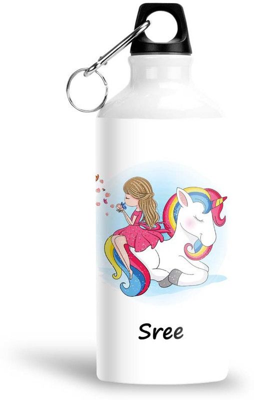 Furnish Fantasy Unicorn Aluminium Sipper Bottle - Best Happy Birthday Gift for Kids, Name - Sree 600 ml Sipper  (Pack of 1, White, Aluminium)