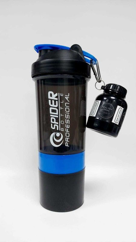 Healthy Soul Combo Of Unique Gym Shaker & Whey Bottle/Protein Shaker For Gym/500 ML Pack Of 2 500 ml Shaker  (Pack of 2, Blue, Black, Plastic)