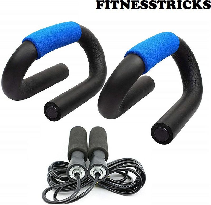 Fitnesstricks Combo Of Push Up Bar With Skipping Rope For Gym Equipment Fitness Accessory Kit Kit
