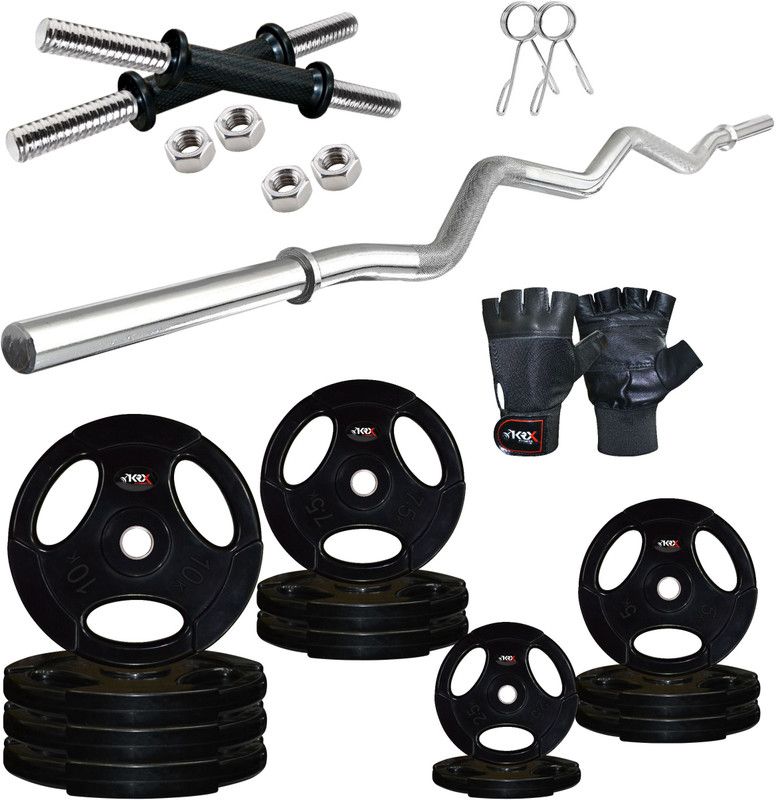 KRX 10 kg Professional Combo 4-WB with Metal Integrated Rubber Plates Home Gym Combo