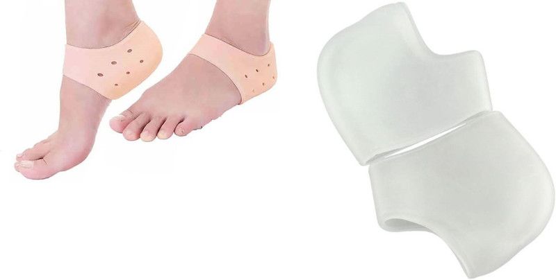 H D Enterprise Gel Heel Socks Protector For Heel Anti-Crack Set, Anti Chapped, Crust, Rough Heel Support  (White, Orange)