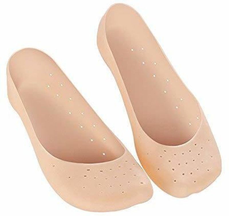 Krivish Silicone Full Length Gel Heel Socks for Dry Hard Cracked Heel for Men Heel Support  (Beige)