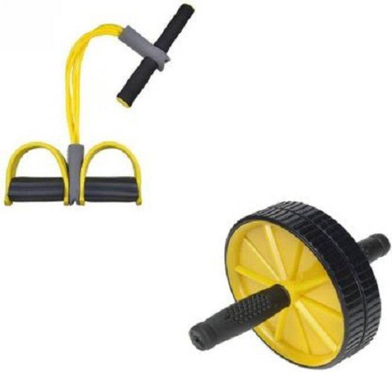 KGDA Rubber Pull Reducer With AB Wheel Roller Ab Exerciser (MULTICOLOUR) Ab Exerciser  (Multicolor)